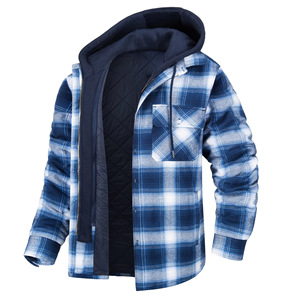 Men's Flannel Shirt <b>Jacket</b> With Removable Hood Plaid Quilted <b>Lined</b> Winter Coats Thick Hoodies Outwear Man <b>Fleece</b> Shirts - Product Image 4