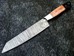 Precio de fábrica Premium BA ENTERPRISES Cuchillo de chef de acero de Damasco de 12 pulgadas con mango de madera, punta caída, logotipo personalizado, cuchilla afilada para carne - Product Image 5