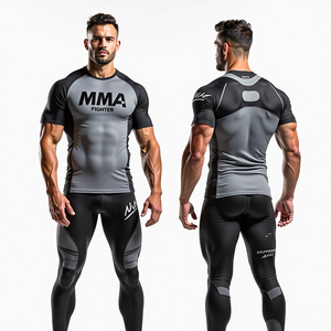 Rashguard personnalisé MMA, design personnalisé, coupe compressive, manches courtes, kimono de Jiu Jitsu, rashguard pour les séances de grappling - Product Image 1