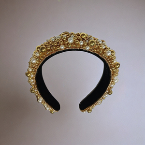 Nouveau serre-tête élégant blanc orné de perles, design classique, luxueux, fait main, rembourré, pour femmes et filles - Product Image 3