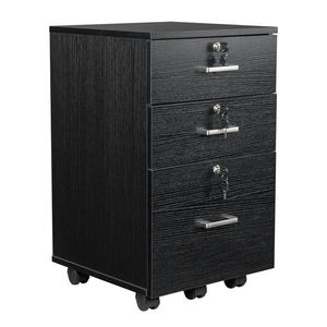 Armadietto Portadocumenti in Legno a Tre Cassetti con Finitura Effetto Legno Nero - Product Image 2
