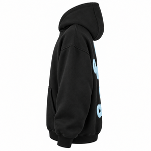 Sudadera con Capucha Negra para Hombre, Corte Holgado, Diseño con Letras Estampadas en la Espalda, Ropa Casual de Otoño, Tejido de Punto 100% Algodón, OEM - Product Image 6