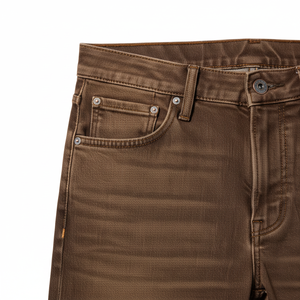 Jeans de mezclilla transpirables de corte recto de cintura media con botones, estilo oversize, lavado Monkey, color marrón, apilados, de moda urbana 2026 - Product Image 2