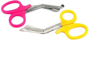 Juegos de 3 vendajes de colores mezclados, venta al por mayor, tijeras para traumatismos médicos con mango de plástico, tijeras de vendaje para enfermeras de primeros auxilios de Metal - Product Image 2