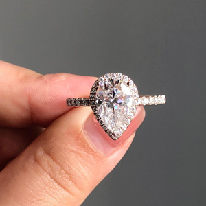 1 Carat Lab-Grown Pear Cut Diamond <b>Ring</b> 14K white Gold Classic Engagement Wedding Jewelry original - Product Image 1