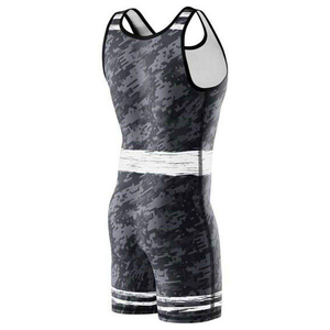 Traje de Lucha Libre al por Mayor con Estampado por Sublimación Naranja, Azul, Blanco, Rojo, Elástico, Ropa de Artes Marciales, Singlet de Lucha Libre de 1 Pieza para Adultos - Product Image 6