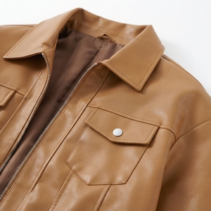 Chaqueta de Cuero PU para Hombre, Talla Grande, Estilo Motero, Resistente al Viento, Informal, para Otoño e Invierno, con Cierre, Teñida, Venta al Por Mayor, OEM - Product Image 5