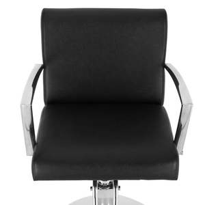 Silla de peluquero con bomba de aceite pequeña de cuero ignífugo con soporte de carga de PVC de 150kg con base redonda de hierro, silla negra ignífuga - Product Image 3