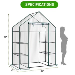 Mini Serra da Giardino 142x74x196 cm con Copertura in PVC, 4 Ripiani, per Piante da Interno ed Esterno, per Giardino e Cortile - Product Image 3