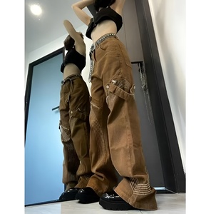 Jeans de mezclilla de cintura alta y pierna recta para mujer, talla grande, estilo casual ecológico de verano, corte holgado de largo completo con cremallera y bolsillos. - Product Image 3