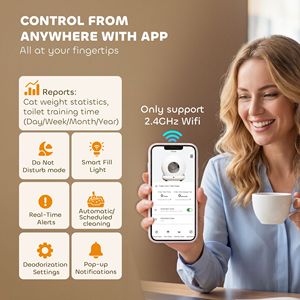 Lettiera Automatica Intelligente da 72L con Materiale PP, Ampio Spazio Interno, Controllo tramite App, Controllo Odori e Rumore, Sensori di Sicurezza, Gel Deodorante - Product Image 3