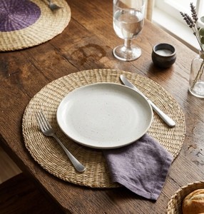 Handwoven Natural Seagrass Round Placemat, Multicolor Braided Table Mat with Concentric <b>Ring</b> Design for Home and Table Decor - Product Image 6