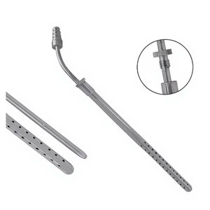 Tube d'aspiration Poole courbé de 10 pouces, instrument médical chirurgical, acier inoxydable de qualité allemande, réutilisable, autoclavable - Product Image 1