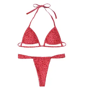 Dernier modèle de maillot de bain Bikini pour femme Maillot de bain brésilien String festonné avec découpe Maillot de bain deux pièces