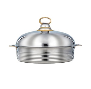 Modern Silver Dotted Hot Pot Stainless Steel Wood Handle Tempered <b>Glass</b> <b>Lid</b> Food Safe Eco-Friendly Home Kitchenware Wedding <b>Dish</b> - Product Image 4