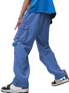 Pantalones de tela de algodón ligero para hombre, pantalones vaqueros holgados antiarrugas, pantalones de pierna ancha ecológicos, pantalones transpirables sin arrugas - Product Image 2