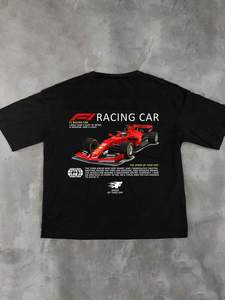 Camiseta con gráfico de coche de carreras serigrafiado personalizado, 280 g/m², doble jersey, 100 % algodón, estilo retro, OEM, ropa urbana para hombre. - Product Image 3