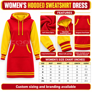 Robe sweat à capuche Cosh International Sorority Sisterhood, bicolore rouge et jaune, manches longues avec poches, pour l'automne - Product Image 6