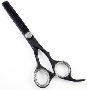 Stainless Steel Barber <b>Thinning</b> <b>Scissors</b> with Adjustable Screw and Finger Rest Black Coated Shears for <b>Hair</b> <b>Thinning</b> & Blending - Product Image 1