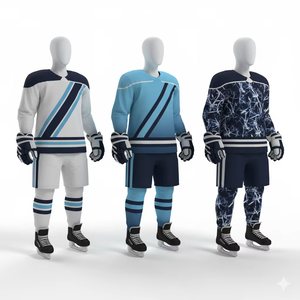 Conjunto de Uniforme de Hockey sobre Hielo Personalizado, Diseño Multicolor, Jersey Sublimado, Pantalones Cortos, Guantes, Kit Completo, 3 Diseños, OEM, Venta al Por Mayor - Product Image 2