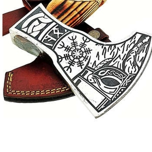 Cuchillo de Pizza Industrial Personalizado con Cabeza de Hacha, Hoja de Acero Inoxidable 2 2/5, Mango de Madera de Palisandro, Funda de Cuero Hecha a Mano, para Camping/Caza - Product Image 5