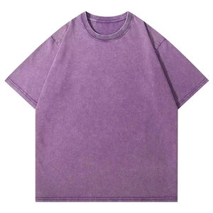 T-shirt vintage délavé à l'acide 100% coton 260 GSM, manches courtes, coupe oversize, impression technique, couleur unie, pour homme - Product Image 1