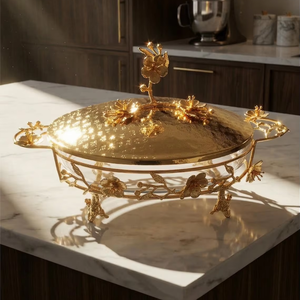 Couvercle en verre trempé isolant, résistant à la chaleur, anti-buée, pour plat chauffant, couvercle double couche pour plat de service, pour maintenir au frais - Product Image 1