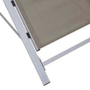 Chaise longue d'extérieur de qualité supérieure en textilène et aluminium taupe - Product Image 5
