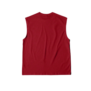 <b>Mens</b> Red Sleeveless <b>Knitted</b> <b>Tank</b> <b>Top</b> Casual Muscle Shirt Neck Regular Fit Summer Gym Training Sportswear 100% Cotton OEM - Product Image 2