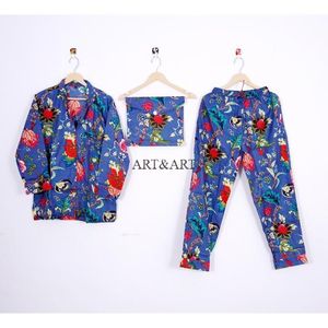 Conjunto de Pijama de Algodón con Estampado Floral para Mujer, Ropa de Dormir Suave y Cómoda para Verano con Camisa y Pantalón, Traje de Noche para Dormir - Product Image 6