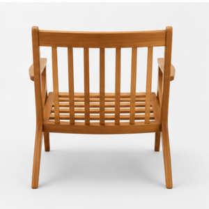 Sillón de Salón Moderno y Minimalista, Ajustable, con Respaldo de Listones, Madera de Teca Sólida, Acabado Marrón, Muebles para el Hogar - Product Image 5