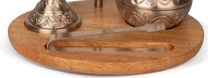 Juego de quemador de incienso Bakhoor de metal con soporte de luna creciente, base de madera tallada, soporte para Oud, decoración para Eid y Ramadán. - Product Image 5