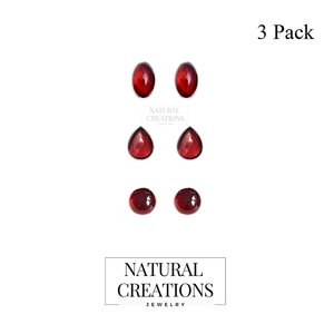 925 Silver Garnet Natural Pear Shape Butterfly Lock Stud <b>Earrings</b> Classic Style Bezel Setting Engagement Party Pack 4 Pairs - Product Image 3