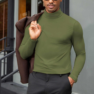 Summer Lightweight <b>Men</b> <b>Turtle</b> High <b>Neck</b> Long Sleeve T Shirt Breathable Cool Fabric Slim Fit Fashionable Inner Wear For Gentlemen - Product Image 2