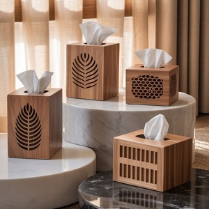 Luxury Modern Wooden Tissue <b>Box</b> Holder Decorative Laser Cut Napkin <b>Box</b> Cover Home Table Organizer - Product Image 1