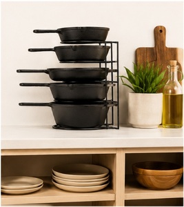 5-Tier Pots and Pans Organizer <b>Rack</b> for <b>Kitchen</b> Cabinet Durable Steel Cast Iron Skillet Holder and Space Saving <b>Storage</b> Stand - Product Image 4