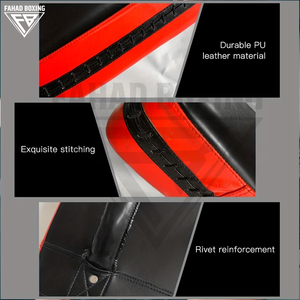 Bouclier de combat en cuir PU noir et rouge avec poignée antidérapante, cible de boxe en PVC pour l'entraînement aux arts martiaux - Product Image 6