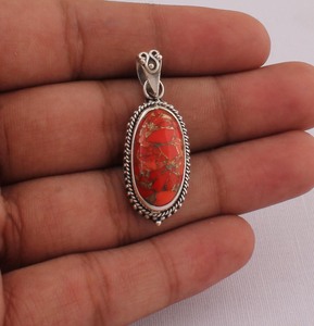 Colgante de Cobre Naranja al por Mayor, Plata Sólida 925, Joyería Artesanal de Diseñador, Colgante de Gema Compuesta Púrpura, Precio de Fábrica - Product Image 1