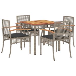 Ensemble de salle à manger de jardin en rotin PE gris 4 places, expérience de repas en plein air élégante et confortable - Product Image 2