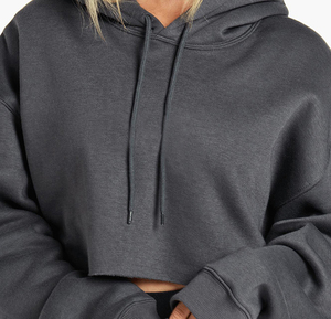 Hoodies noirs pour femmes 2022, crop tops ajourés, sweat-shirts courts à empiècements en maille, manches longues, crop tops d'automne - Product Image 6