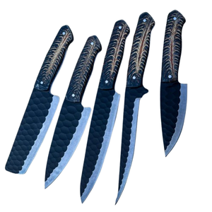 Handmade Stainless Steel <b>Knife</b> <b>Set</b> -5 Pcs Kitchen <b>Knife</b> <b>Set</b> With Leather Roll Bag With Resin Handle 100% High Quality - Product Image 4