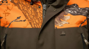 Chaqueta Acolchada con Capucha Unisex para Invierno, Estampado de Camuflaje Animal, Impermeable, Cuello Alto, Corte Regular, Naranja Marrón, Soft Shell Personalizada - Product Image 3