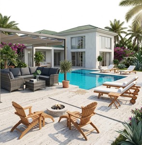 Silla Adirondack de Madera para Exteriores, Muebles de Patio, Respaldo en Forma de Escalera, Patas Cónicas, Diseño Rústico Duradero, Silla de Playa No Plegable - Product Image 2