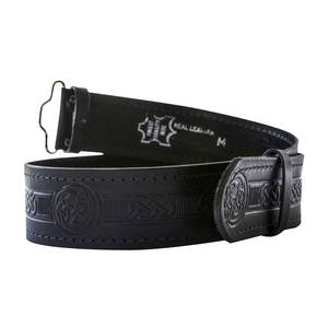 Cinturón Escocés de Cuero para Kilt, Diseño Celta en Espiral, Cierre de Gancho y Bucle para Hebilla, Cinturones Tradicionales para Usar con Kilt Tartán - Product Image 3