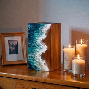 Handmade Ocean Wave Resin <b>Box</b> Coastal Wood Decor <b>for</b> human <b>ashes</b> medium size 9x5.5 urn <b>box</b> - Product Image 4