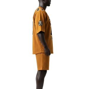 Men Football Shirt Shorts <b>Set</b> Premium GSM Polyester Cotton <b>Knit</b> Fabric Solid Color Tackle Twill Custom Logo short <b>set</b> for men's - Product Image 3