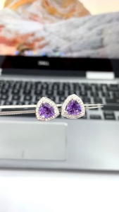 Amethyst <b>Stud</b> <b>Earrings</b> 925 Sterling Silver Gemstone <b>Earrings</b> - Product Image 2