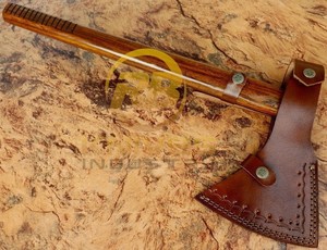 ขวานเหล็กดามัสกัสเกรดอุตสาหกรรมทำมือ ด้ามไม้ ทอมฮอว์ก ขวานขนาดเล็ก สำหรับตั้งแคมป์ เอาตัวรอดในป่า บุชคราฟท์ OEM - Product Image 6