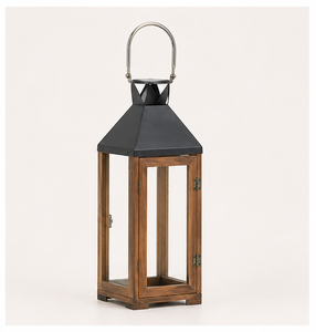 Farol de vela rústico hecho a mano de madera y metal, farol decorativo vintage grande para decoración de bodas e iluminación de jardín al aire libre - Product Image 5