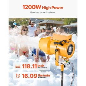 Machine à mousse pour fêtes 1200 W, réservoir d'eau de 20 gallons, 3 paquets de poudre de mousse, lanceur et pulvérisateur pratique pour les fêtes - Product Image 2